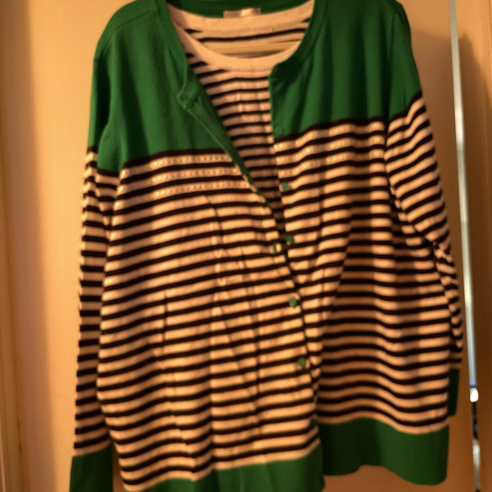 Cj Banks 3x 2 piece striped sweater and tank top set